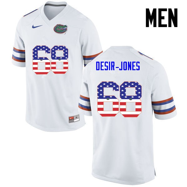 Florida Gators Men #68 Richerd Desir Jones College Football USA Flag Fashion White